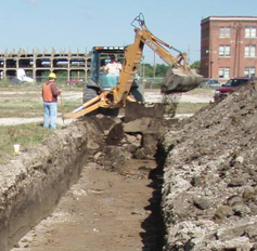 Site excavation with backhoe Site excavation with backhoe