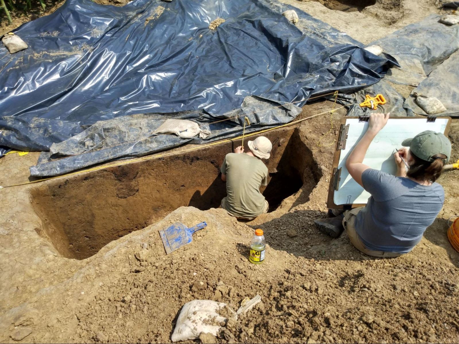 archaeologist standing in trench